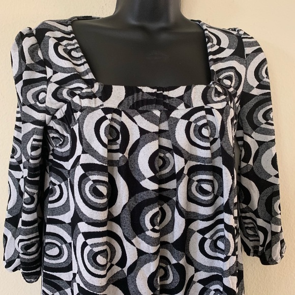 Marc Jacobs Black and White Geometric Circle Square Neck Tunic Dress - Picture 2 of 6